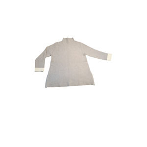 Tahari Mock Turtleneck Sweater with‎ Side Zips Tan Cream Cuffs Womens Small